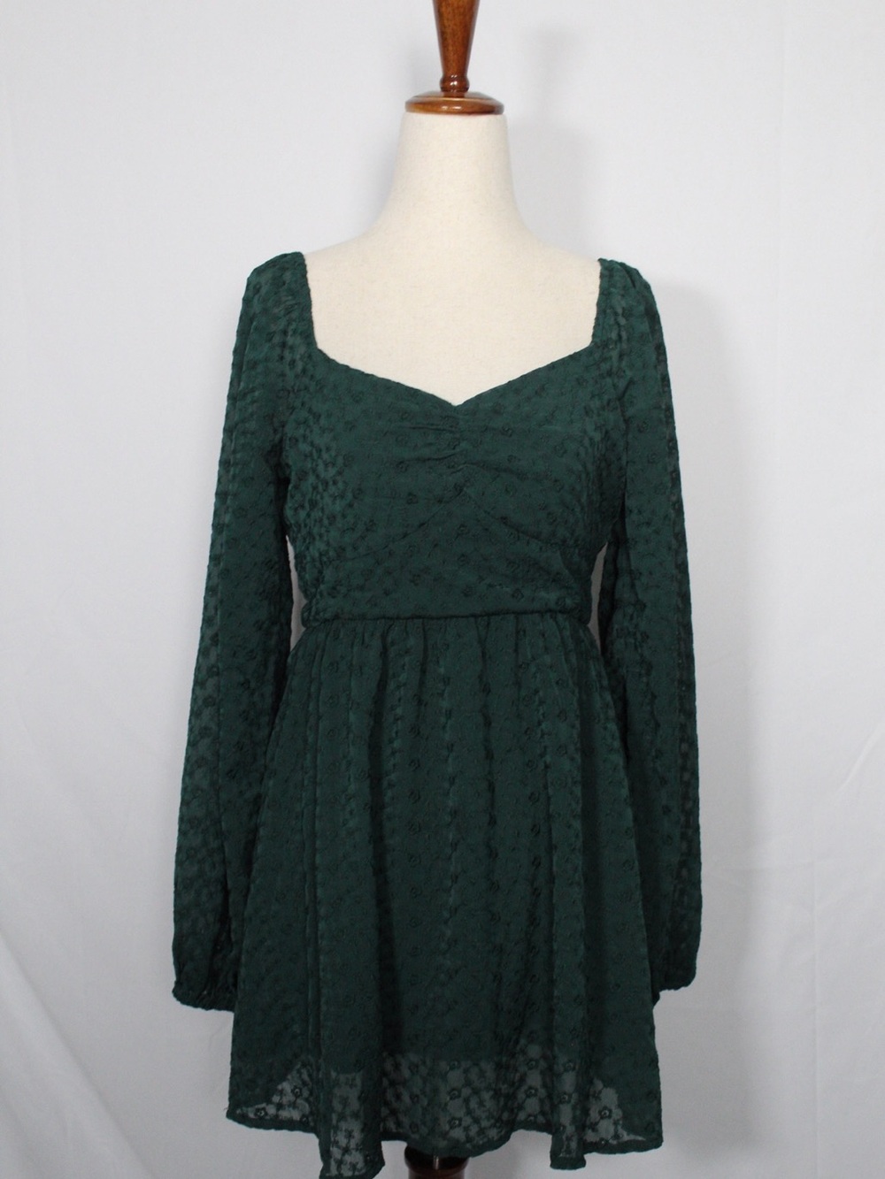 Altar'd State Dark Green Crotchet Style Lace Mini Dress
